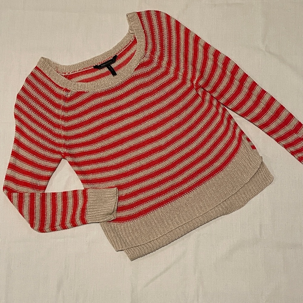 BCBGMaxAzria Orange and Cream Striped Sweater